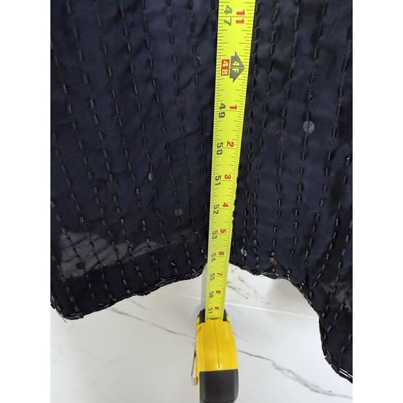 Beaded Silk Laurence Kazar Evening Gown Large VTG Dress Black White Regal Art - Picture 10 of 16